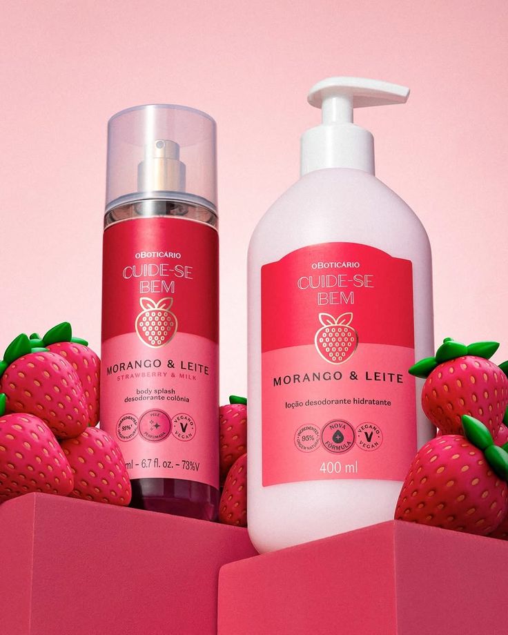 Kit Morango e Leite – Body Splash + Hidratante (Cuide-se Bem – O Boticário)